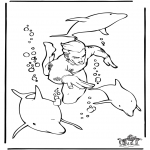 Раскраски с животными - Дельфины 4