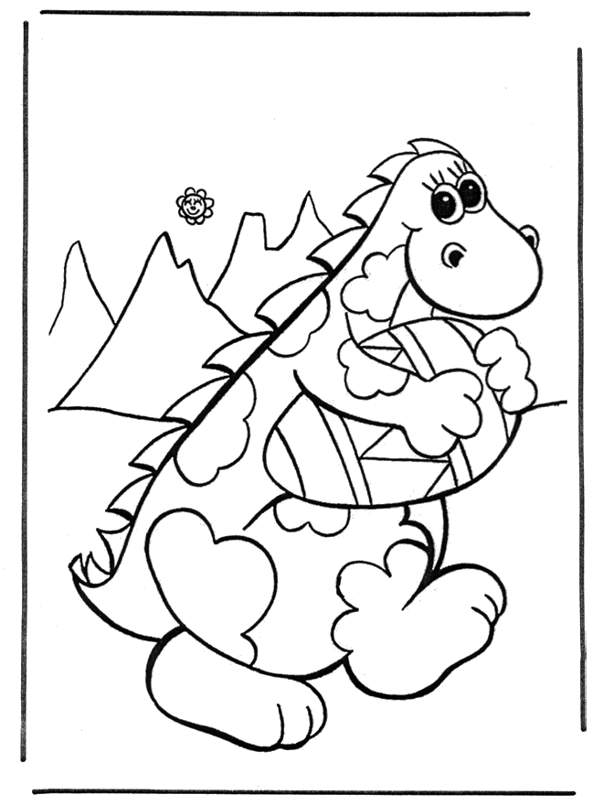 Динозавр с пасхальным яйцом - Пасха