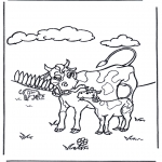 Раскраски с животными - Корова с теленком