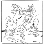 Раскраски с животными - Ковбой на лошади