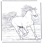 Раскраски с животными - Лошадь в галлопе