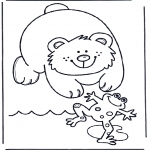 Раскраски с животными - Медведь и лягушка
