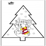 Рождественские раскраски - Открытка для вырезания - Снеговик 2