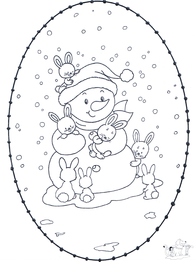 Открытка для вышивания Снеговик - Персонажи комиксов