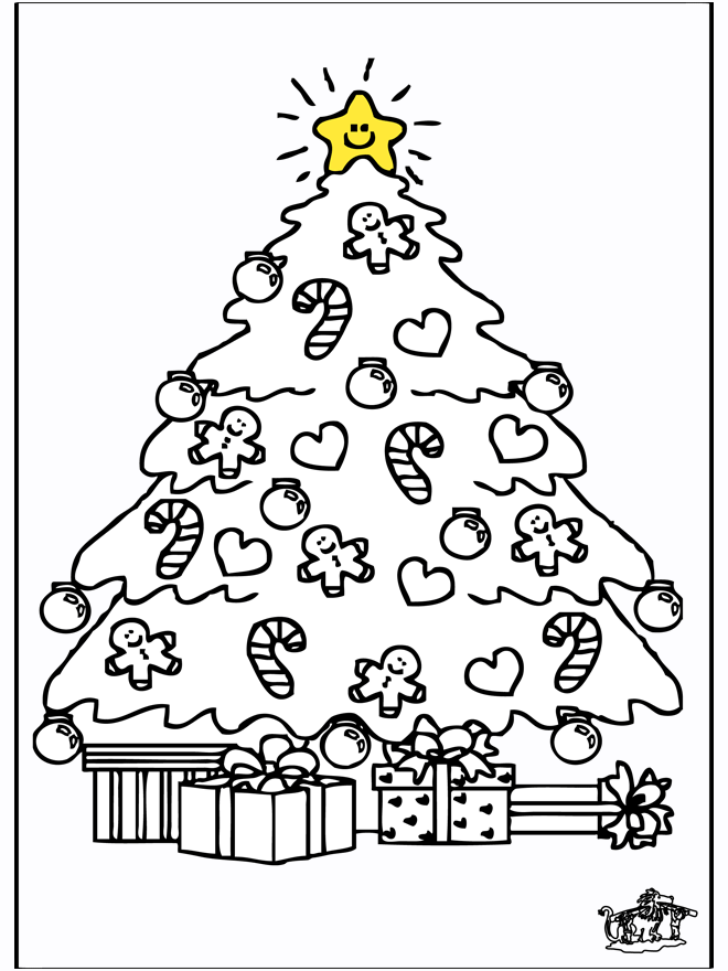 Ребенок около елки 2 - Рождественские раскраски