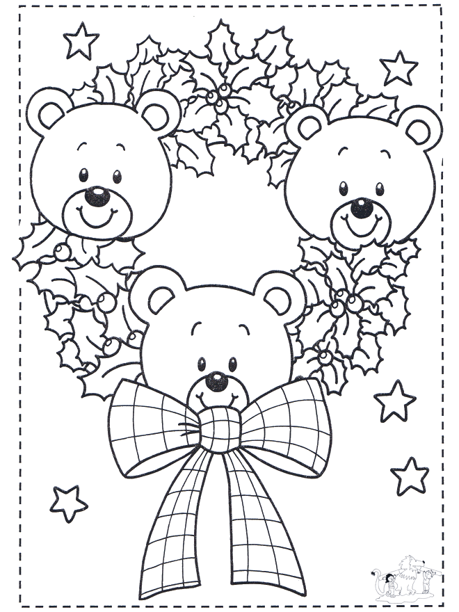 Рождественские медведи - Рождественские раскраски