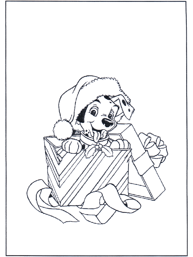 Рождественский далматинец - Рождественские раскраски