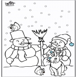 Зимние раскраски - Снеговик 3