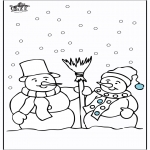Зимние раскраски - Снеговик 4