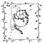 Раскраски с животными - Спящий кот