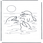 Раскраски с животными - Три дельфина