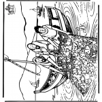 Раскраски по Библии - Удивительный улов 2