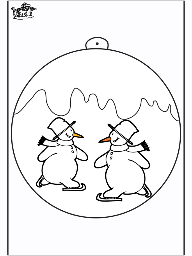 Ёлочный шар - Снеговик - Рождественские раскраски